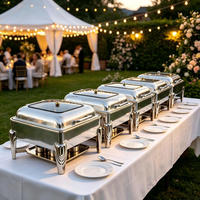 Nouvel ensemble de chauffe-plats professionnel de luxe en acier inoxydable 6L pour buffet d'hôtel et traiteur, type chafing dish