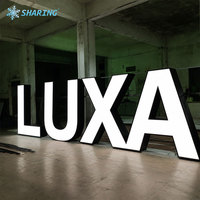 Enseigne lumineuse LED 3D personnalisée en acier inoxydable pour mur vert, panneau publicitaire intérieur de bureau, lettres en relief éclairées pour magasin