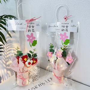 Hete Stijl Valentijnsdag Moederdag Cadeau Pluche Bloemenbundel Verjaardag Handheld Bloem Handgeweven Bloem - Product Image 4