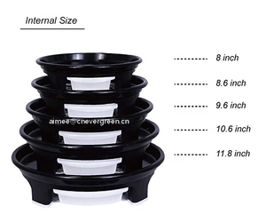 EG 300 Kit de pots de fleurs en plastique avec roues de soucoupes pour les hôtels de pépinière de jardin Conception ronde enduite pour l'utilisation du sol de plantation - Product Image 3