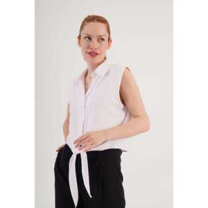 Chemise sans manches rayée rose pour femmes en gros, brodée, taille XL, en coton et soie, tricotée, décontractée, mode quotidienne pour le printemps et l'automne - Product Image 3