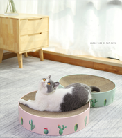 Tempat tidur kucing bulat mebel kardus bergelombang dengan fitur sederhana berkelanjutan untuk kucing tidur menggaruk Catnip