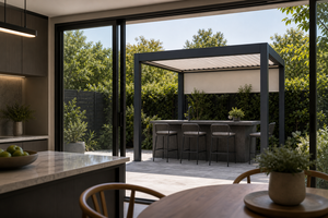 Pergola électrique à toit à persiennes en aluminium intelligent RK-C3 pour cuisine extérieure - Product Image 2