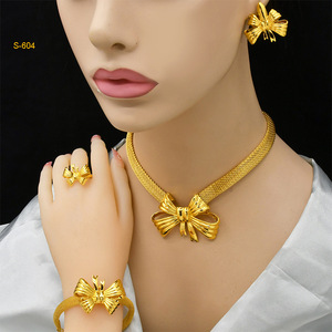 TIANSHE Dubai 24 ayar altın takı seti Suudi gelinleri Kolye bileklik küpe yüzük Hindistan Kadınlar için 4 Parça <span class=keywords><strong>set</strong></span> Toptan - Product Image 2