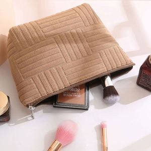 Bolsa de Maquillaje de Gran Capacidad, Tejida, con Cierre, Portátil, de Viaje, de Algodón, para Guardar Cosméticos, para Mujer - Product Image 4