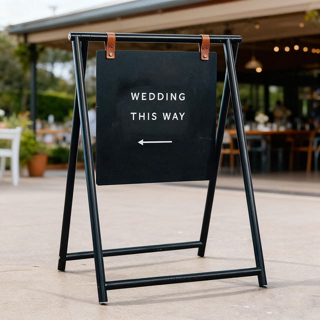 Foldable A-Frame Sidewalk Sign Sandwich Board Metal a Stand Signboard for Outdoor Business Event