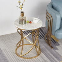 Meubles de salon modernes et luxueux, cadre en acier inoxydable doré, plateau en marbre, table d'appoint mobile, table d'appoint ronde, table basse
