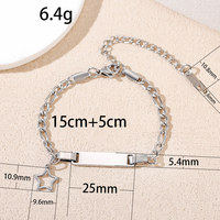 Bracelet pour enfants Ywyougang en acier inoxydable, tendance, plaqué or/plaqué or rose, personnalisable avec un charme en forme d'étoile rectangulaire