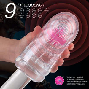 Mutlu Küçük Balık Mastürbasyon Kupası Glans Vibratör Hava Delikli Tasarım 3'ü 1 Arada Döner Erkek Oyuncağı Şarj Edilebilir 9 Frekanslı Titreşim - Product Image 3