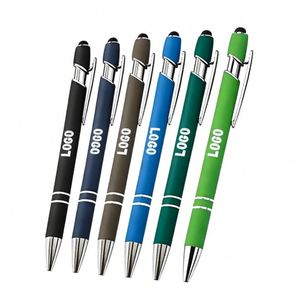 Wholesale Custom Logo Engraved Lasered Business <b>Gift</b> Ballpoint Soft Touch Rubber Coated Metal Stylus <b>Pen</b> Promotional - Product Image 1