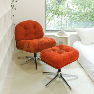Ensemble fauteuil et pouf Le Muse, confort vibrant, vie moderne, velours côtelé, hauteur réglable, base stable, relaxation - Product Image 4