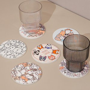 Großhandel Cartoon Pet Cute Cat Serie Cup Mat Kreative Kieselalgen Schlamm Untersetzer <span class=keywords><strong>Tischset</strong></span> Anpassbares Logo - Product Image 2