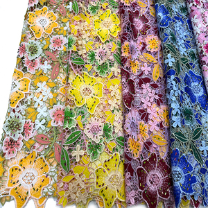 Tela de Encaje Soluble en Agua para Vestidos de Novia, con Cristales, <span class=keywords><strong>Guipur</strong></span>, Cordón, Alta Densidad de Cristales, Encaje Africano - Product Image 1