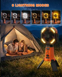 20000mAh Solar Misting Camping Fan Height Adjustable Oscillating Tent Fan with Remote LED <b>Light</b> <b>Timer</b> & Hook for Outdoor Picnic - Product Image 3