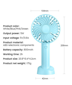 Ventilatore portatile ricaricabile multifunzione ricaricabile a 3 velocità Mini Ventilateur - Product Image 2