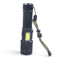 Lampe torche puissante P70 à longue portée avec bande lumineuse COB latérale, zoom télescopique, haute puissance, recharge USB, pour extérieur