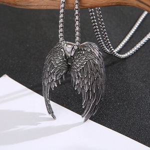 Aile d'ange rétro swagor punk, bijoux de <span class=keywords><strong>motard</strong></span>, pour femmes, en acier inoxydable, collier pendentif avec ailes d'ange, DMP 018 dmp018 - Product Image 4