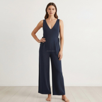 Combinaison en coton à col en V personnalisée pour femmes, pantalon décontracté pour femmes