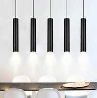 Suspension LED Cylindrique Longue en Fer, Aluminium et Acrylique pour Îlot de Cuisine, Salle à Manger, Magasin, Bar - Luminaire Décoratif en Tube