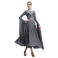 B-24182 personnalisé nouveau strass robe standard de danse de salon de haute qualité gris en mousseline de soie longue robe de danse de salon à vendre