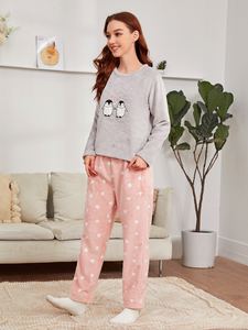 Conjunto <span class=keywords><strong>de</strong></span> <span class=keywords><strong>pijama</strong></span> <span class=keywords><strong>de</strong></span> dos piezas para <span class=keywords><strong>mujer</strong></span>, ropa <span class=keywords><strong>de</strong></span> dormir <span class=keywords><strong>de</strong></span> invierno con diseño <span class=keywords><strong>de</strong></span> <span class=keywords><strong>pingüino</strong></span> personalizado, venta al por mayor - Product Image 5