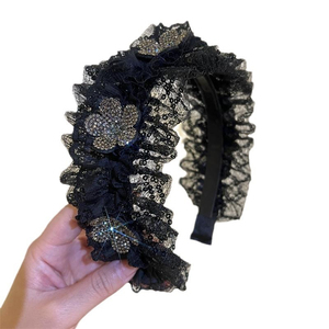Diadema de Encaje Negro con Flores, Diseño Exclusivo y Popular, Estilo Vintage de Lujo Ligero, Diademas para Mujer, Joyería de Moda - Product Image 6