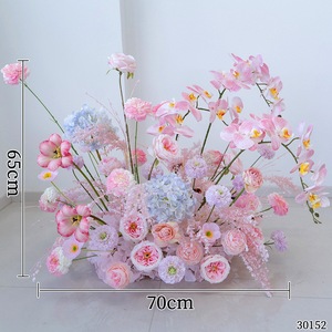 Ensemble de fleurs artificielles roses et violettes pour mariage, décoration murale, rangée de fleurs en soie pour table, toile de fond florale - Product Image 4
