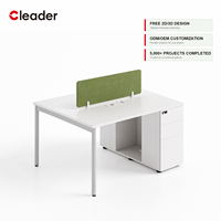 Poste de travail ouvert pour 2 personnes, bureau en banc, structure en tube d'acier, écran acoustique avec meuble sur pied, OEM