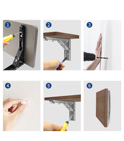 Support de table mural en forme de L réglable en acier inoxydable pliable