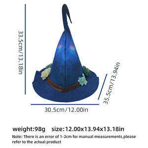 Sombrero de Bruja Luling Yaoyao Azul con Diseño Floral, Talla Única, Accesorio de Disfraz para Fiestas - Product Image 5