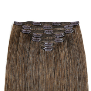 Extensiones de Cabello Humano con Clip K.SWIGS, Cabello Indio Remy de Doble Trama, Teñido en Negro Marrón Ombre, Cabello Largo y Liso - Product Image 2