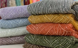 Épais Bordado de lentejuelas de encaje 3D Perlé <span class=keywords><strong>Tulle</strong></span> Floral Brodé Net Tissu Comercio mayorista Sequin Dentelle Tissu - Product Image 6