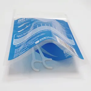 Custom Dental packaging bags clean tool pouches Floss Pick Teeth Flosser pouch of 3 side sealing zipper bag