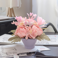 Décoration de table de bureau Tizen, mini plantes en pot, fleurs artificielles réalistes en plastique, petites plantes, fleurs, bonsaï