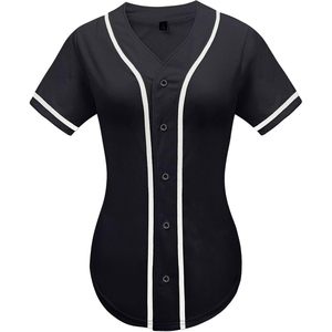 Babyhealthy Womens <b>Baseball</b> Jersey Button Down Plain Tshirt Breathable Sports Active Wear - Product Image 1