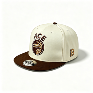 Casquette Snapback Homme Bicolore Crème Blanc Marron Été Décontractée Sportive Broderie 3D Logo Visière Plate Structurée Rétro Hip-Hop - Product Image 6