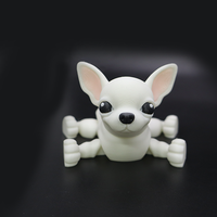 Figuras de Chihuahua blancas impresas en 3D con borde cruzado, modelo de actividad conjunta de animales creativos, adornos para regalos, animales de dinosaurios