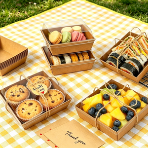 Cajas para Hornear Gruesas Resistentes al Aceite de Grado Alimenticio, Contenedores para Sándwiches y Pasteles con Tapas Transparentes, Cajas de Embalaje para Pastelería con Logotipo Personalizado Imprimible - Product Image 6