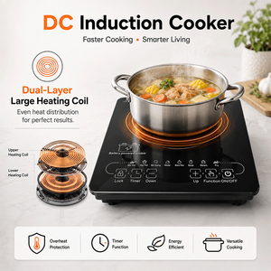 Cocina de Inducción de Cerámica a Batería, Control Táctil, Función de Temporizador, Cocina Eléctrica Multifuncional - Product Image 3