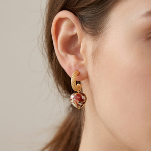 Pendientes de Aro Minimalistas con Piedras Preciosas en Forma de Corazón, Turquesa y Cobre Rojo, Latón Chapado en Oro de 18k, Estilo Romántico, Pendientes de Diseño para Mujer - Product Image 4