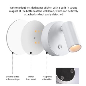 LED Light Magnetic USB Rechargeable Wall Light Spotlight <b>Wireless</b> Magnetic Suction Hole Minimalist Light Luxury Bedside <b>Lamp</b> - Product Image 6