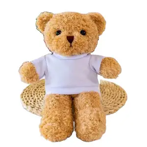 Çocuklar özel doldurulmuş hayvanlar yumuşak peluş oyuncak ayı kazak toptan markalı nakış LOGO peluş örme oyuncak ayı