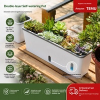 Jardinière rectangulaire extra-large pour balcon, pot de fleurs en plastique pour plantes succulentes, fraises et légumes verts – Idéal pour les personnes pressées