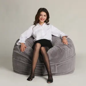 Factory price comfortable grey living room furniture sofa giant fur beanbag puff bean bag
