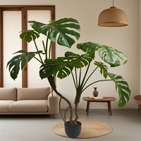 Plante en pot Monstera à double tige, style nordique, pour intérieur/extérieur, en PE, persistante, directement de l'usine
