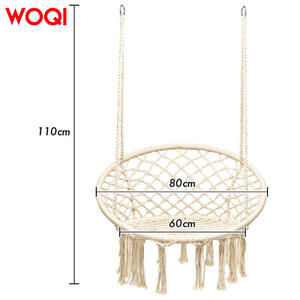 Silla Colgante Redonda Hecha a Mano Woqi, Color Blanco Hueso, Estilo Bohemio, Silla Columpio de Jardín, Capacidad de 150 kg, Mimbre de Ratán, Uso en Interiores y Exteriores - Product Image 3