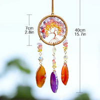 Pendentif de voiture en tranche d'agate de cristal fait main Design tissé luxueux et simple Texture haut de gamme Cerceau de fer en fil de bronze