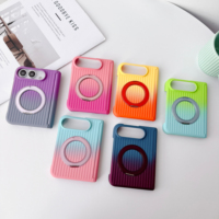 Étui de protection texturé pour téléphone portable avec support magnétique double axe 360° à texture ondulée dégradée pour iPhone 18 Duo