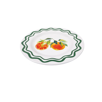 Assiettes en mélamine Bestwares personnalisées à carreaux verts et motifs de fruits oranges, empilables, robustes, pour pique-nique en extérieur, café, vente en gros