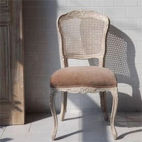 Chaise de salle à manger en rotin massif de style café-restaurant français antique, très vendue, pour table à manger